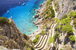 Steps in Capri to isolated beach